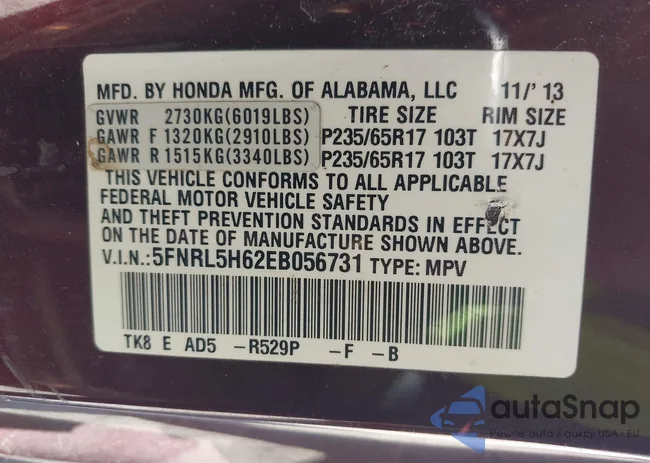 5FNRL5H62EB056731: 43344807