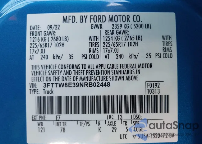 3FTTW8E39NRB02448: 43344860