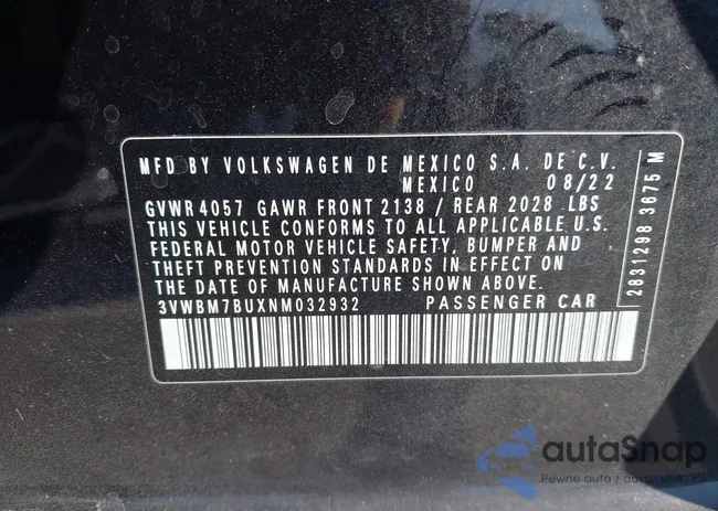 3VWBM7BUXNM032932: 43344893