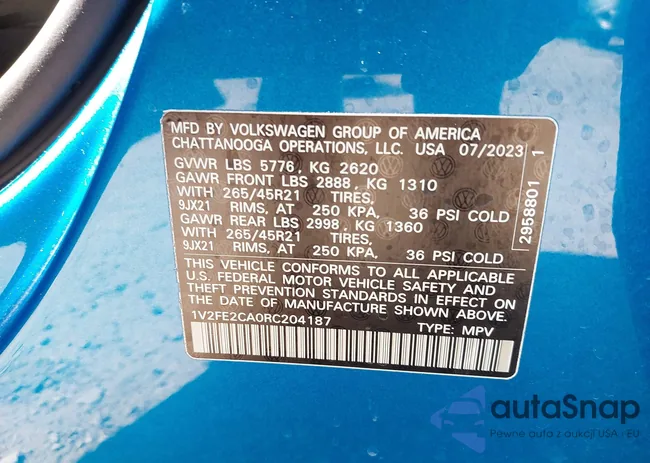 1V2FE2CA0RC204187: 43345014