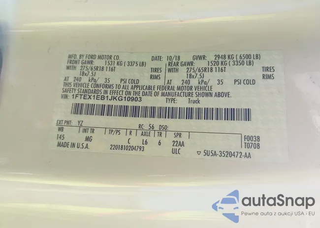 1FTEX1EB1JKG10903: 43345150