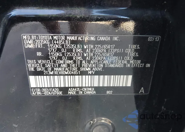 2T3WFREV8DW004851: 43345205