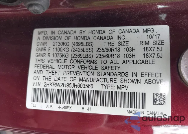 2HKRW2H95JH603566: 43345227