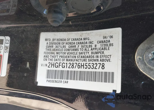 2HGFG12876H553278: 43345269