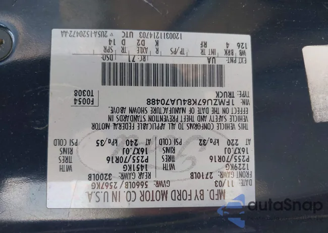 1FMZU67K84UA70488: 43344352