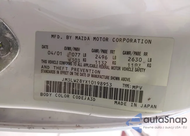 JM3LW28YX10198953: 43344370