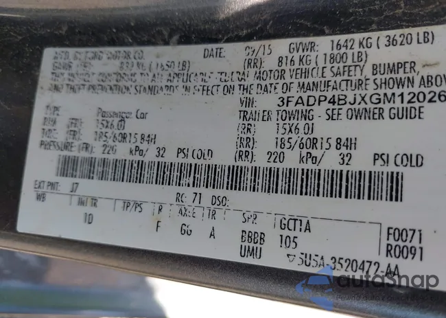 3FADP4BJXGM120265: 43344527