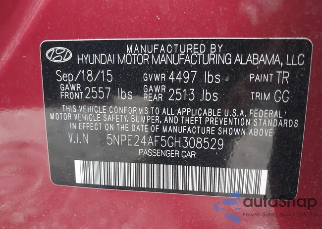 5NPE24AF5GH308529: 43344541