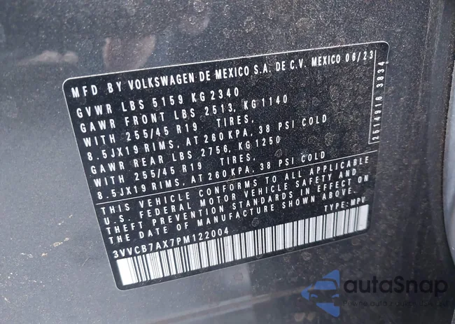 3VVCB7AX7PM122004: 43344585