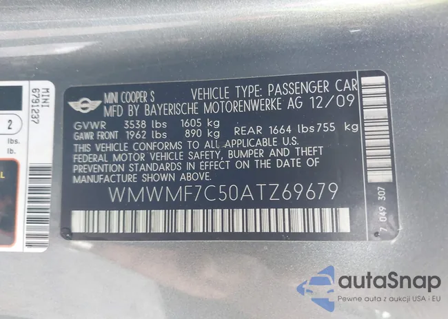 WMWMF7C50ATZ69679: 43344624