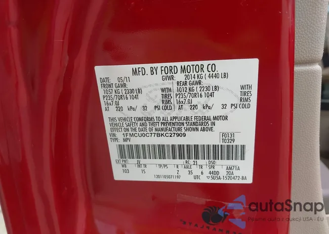 1FMCU0C77BKC27909: 43345708