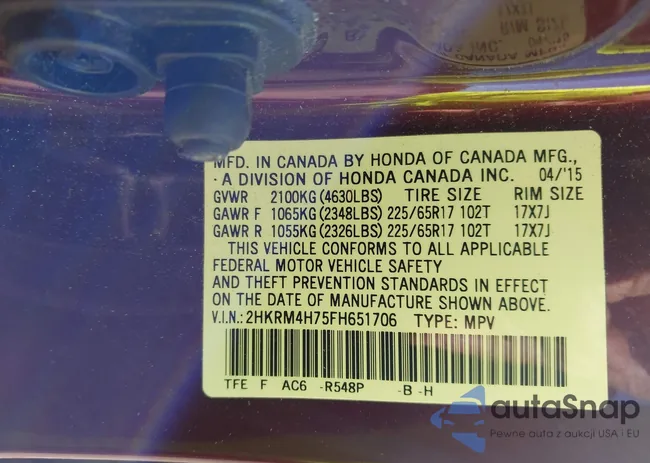 2HKRM4H75FH651706: 43345713