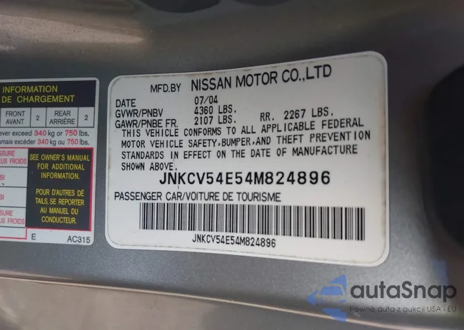 JNKCV54E54M824896: 43345763