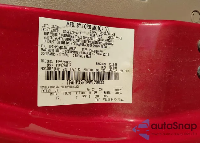 1FAHP35N39W120833: 43345767