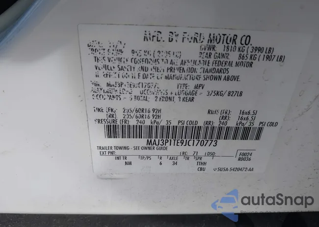 MAJ3P1TE9JC170773: 43345814