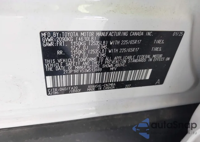 2T3P1RFV5SW513889: 43345858