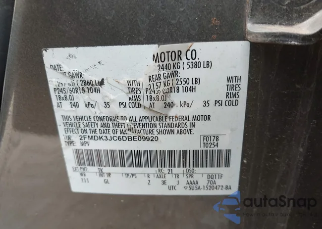 2FMDK3JC6DBE09920: 43345988