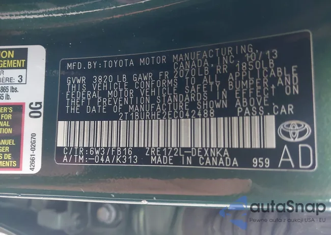 2T1BURHE2EC042488: 43346086