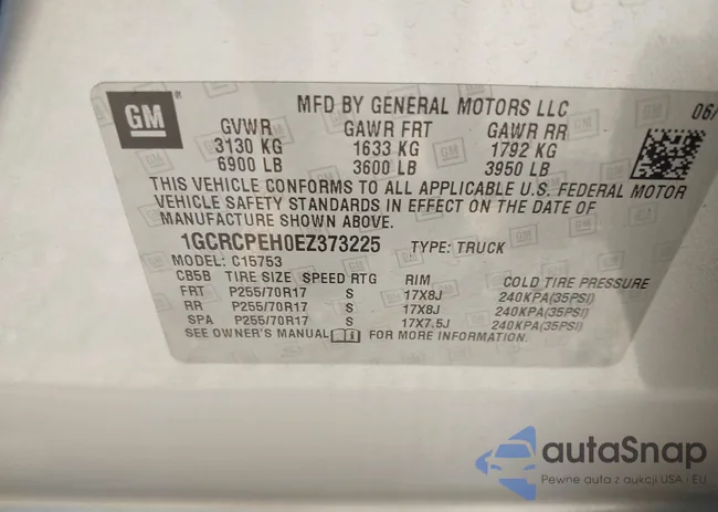 1GCRCPEH0EZ373225: 43346128