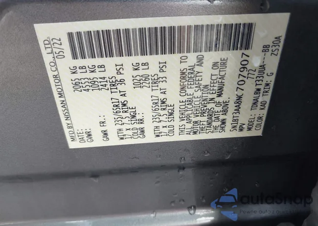 5N1BT3AA8NC707907: 43346145