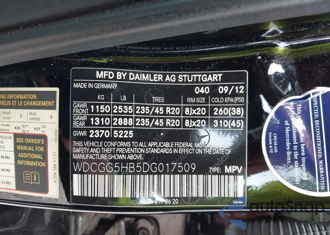 WDCGG5HB5DG017509: 43346146