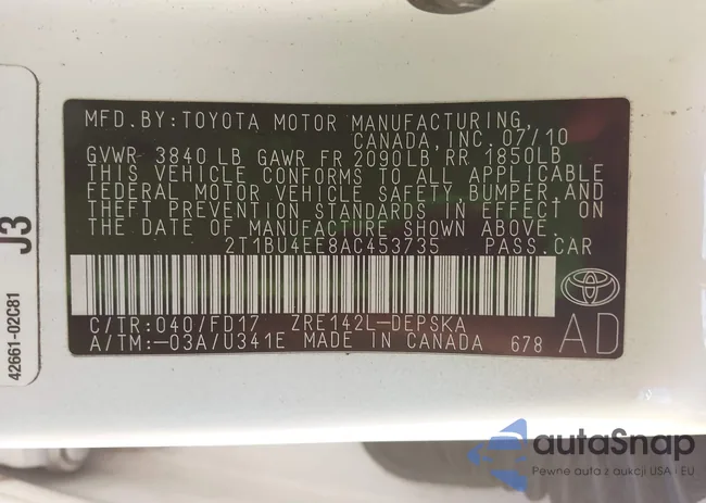 2T1BU4EE8AC453735: 43346153