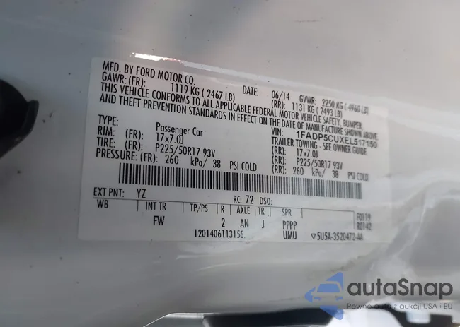 1FADP5CUXEL517150: 43346222