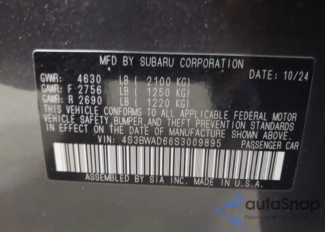 4S3BWAD66S3009895: 43346236