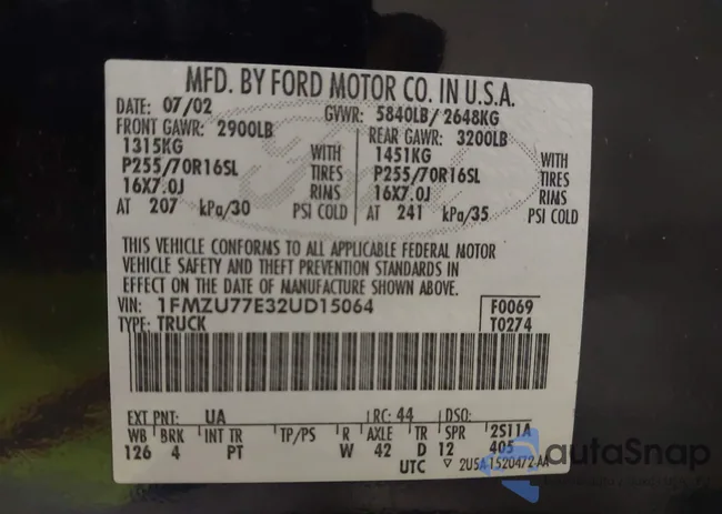 1FMZU77E32UD15064: 43346260