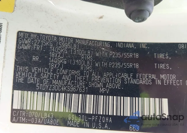 5TDYZ3DC4KS967631: 43345323