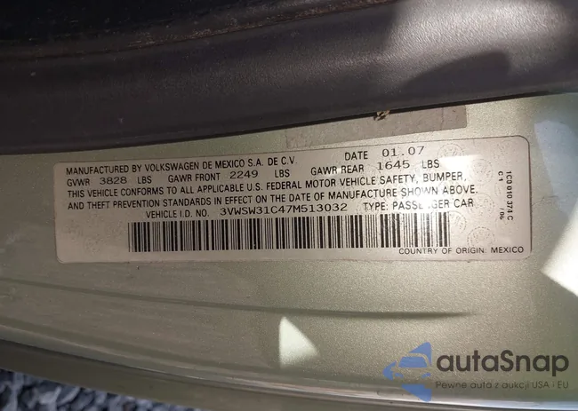 3VWSW31C47M513032: 43345329