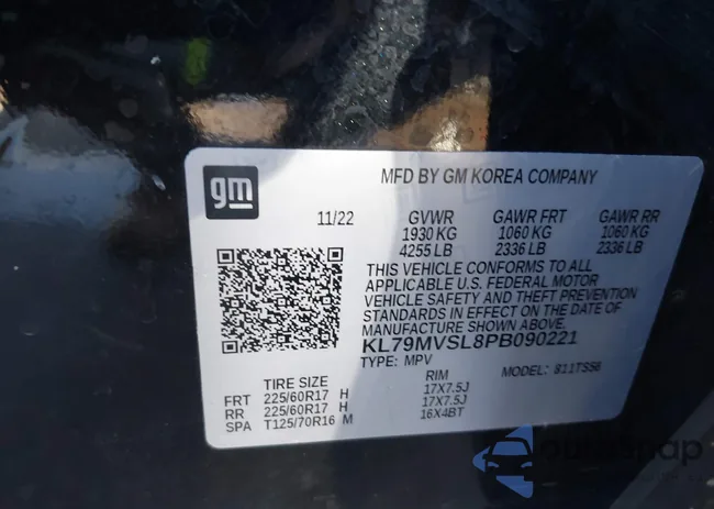 KL79MVSL8PB090221: 43345341