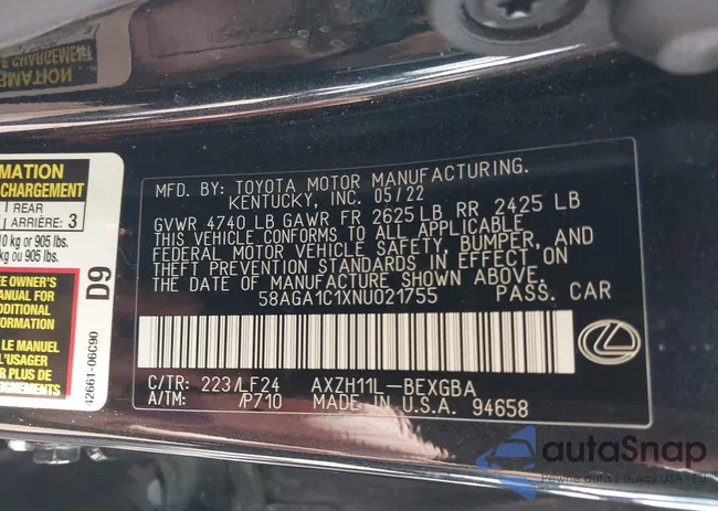 58AGA1C1XNU021755: 43345369