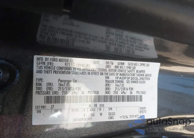 1FADP3F20GL390765: 43345399