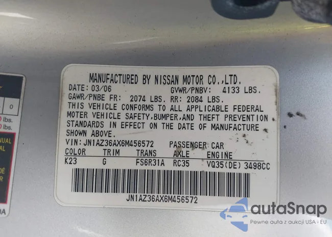 JN1AZ36AX6M456572: 43345570