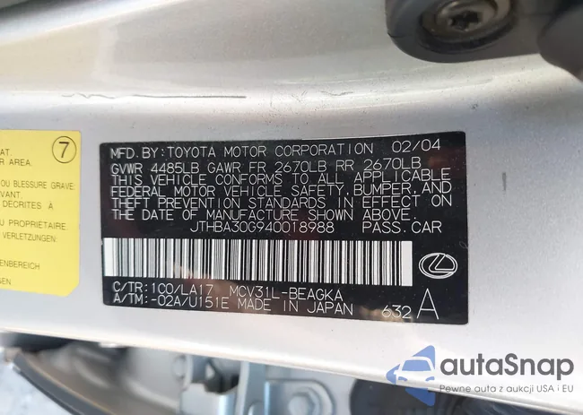 JTHBA30G940018988: 43345587