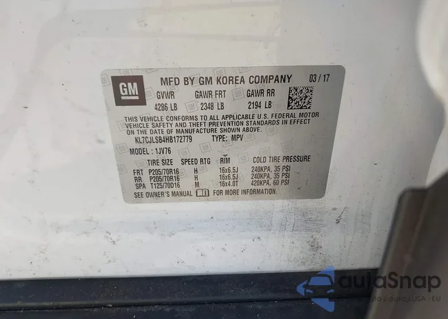 KL7CJLSB4HB172779: 43345593