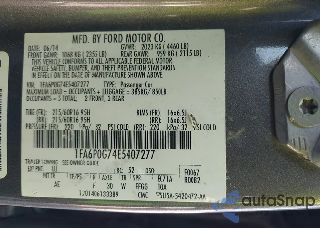 1FA6P0G74E5407277: 43345608