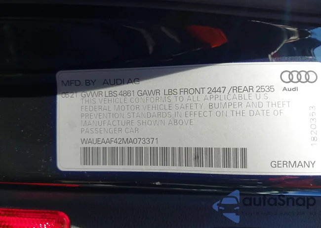 WAUEAAF42MA073371: 43345676