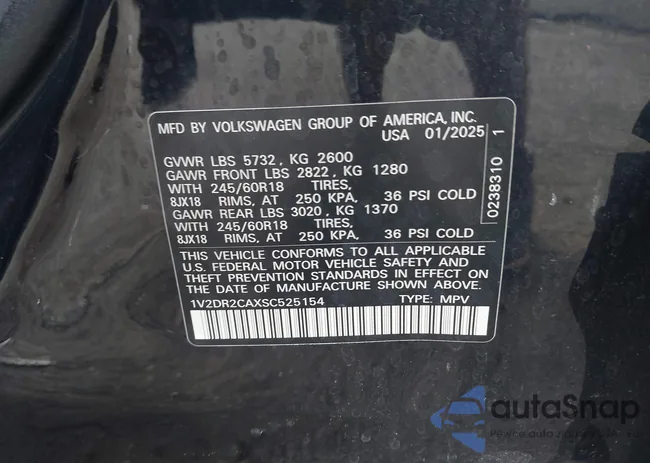 1V2DR2CAXSC525154: 43346722