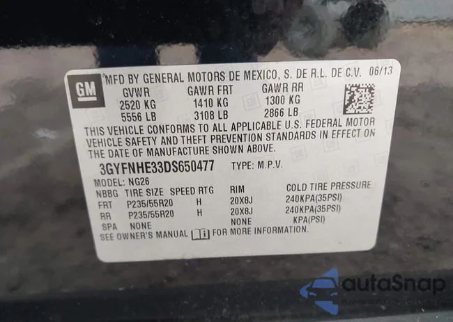 3GYFNHE33DS650477: 43346757