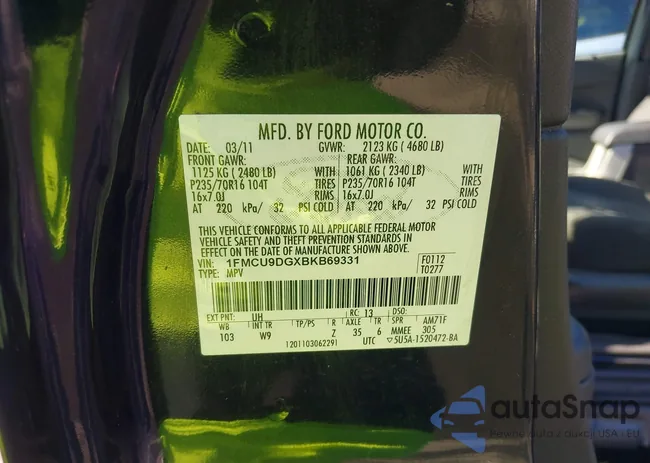 1FMCU9DGXBKB69331: 43346798