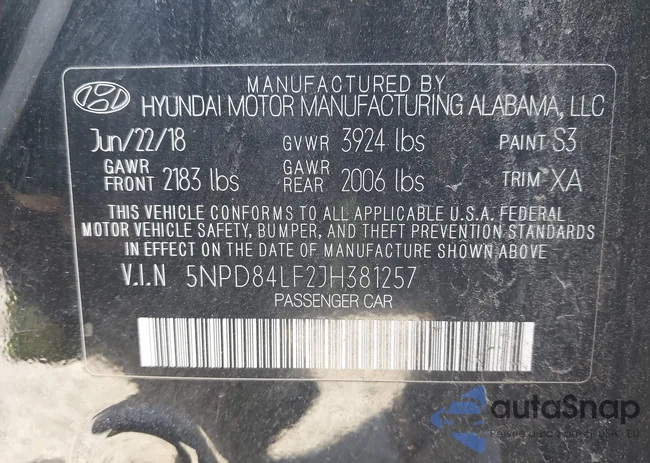 5NPD84LF2JH381257: 43346801