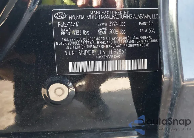 5NPD84LF6HH192864: 43346841