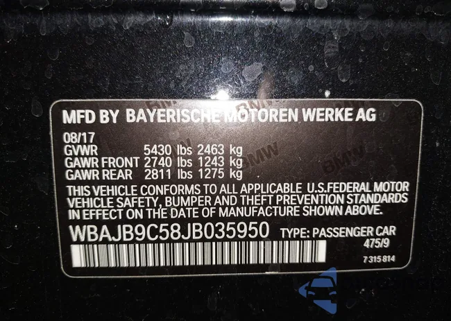 WBAJB9C58JB035950: 43346929