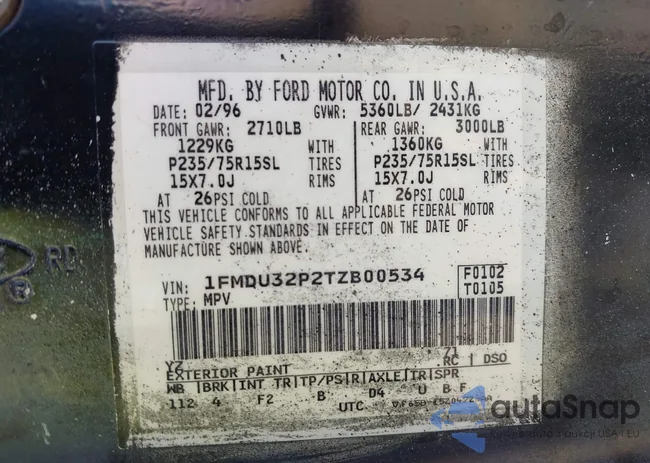 1FMDU32P2TZB00534: 43346360