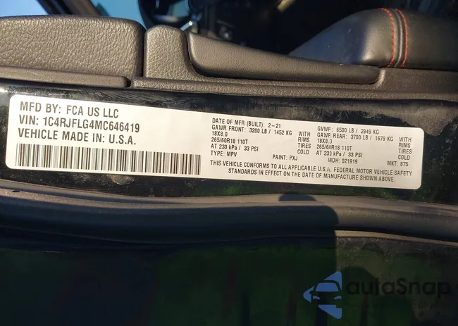 1C4RJFLG4MC646419: 43346471