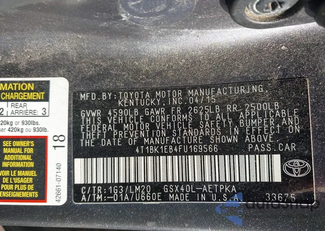 4T1BK1EB4FU169566: 43346554