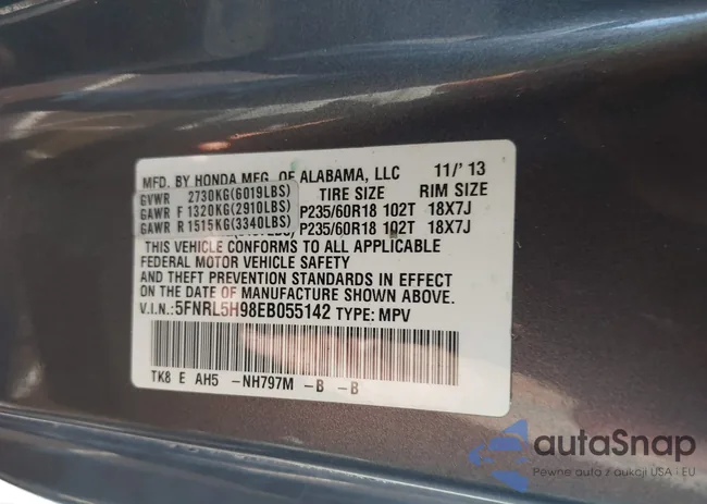 5FNRL5H98EB055142: 43346607