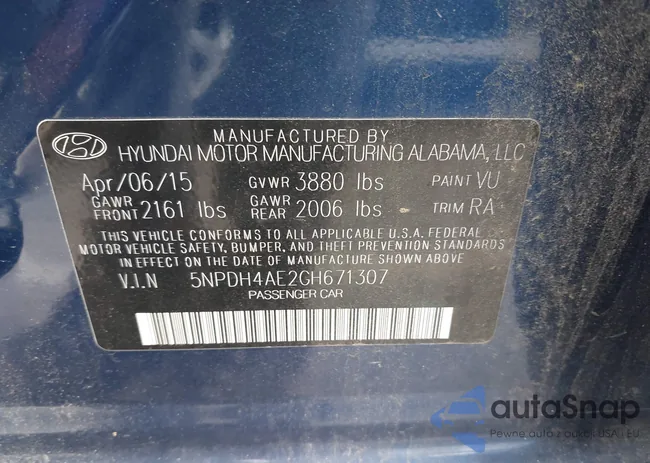 5NPDH4AE2GH671307: 43346612